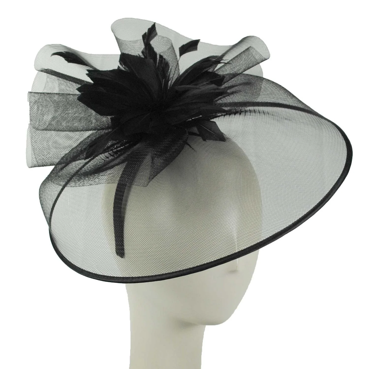 Veiled Floral and Feather Mesh Fascinator Hat - Image 2