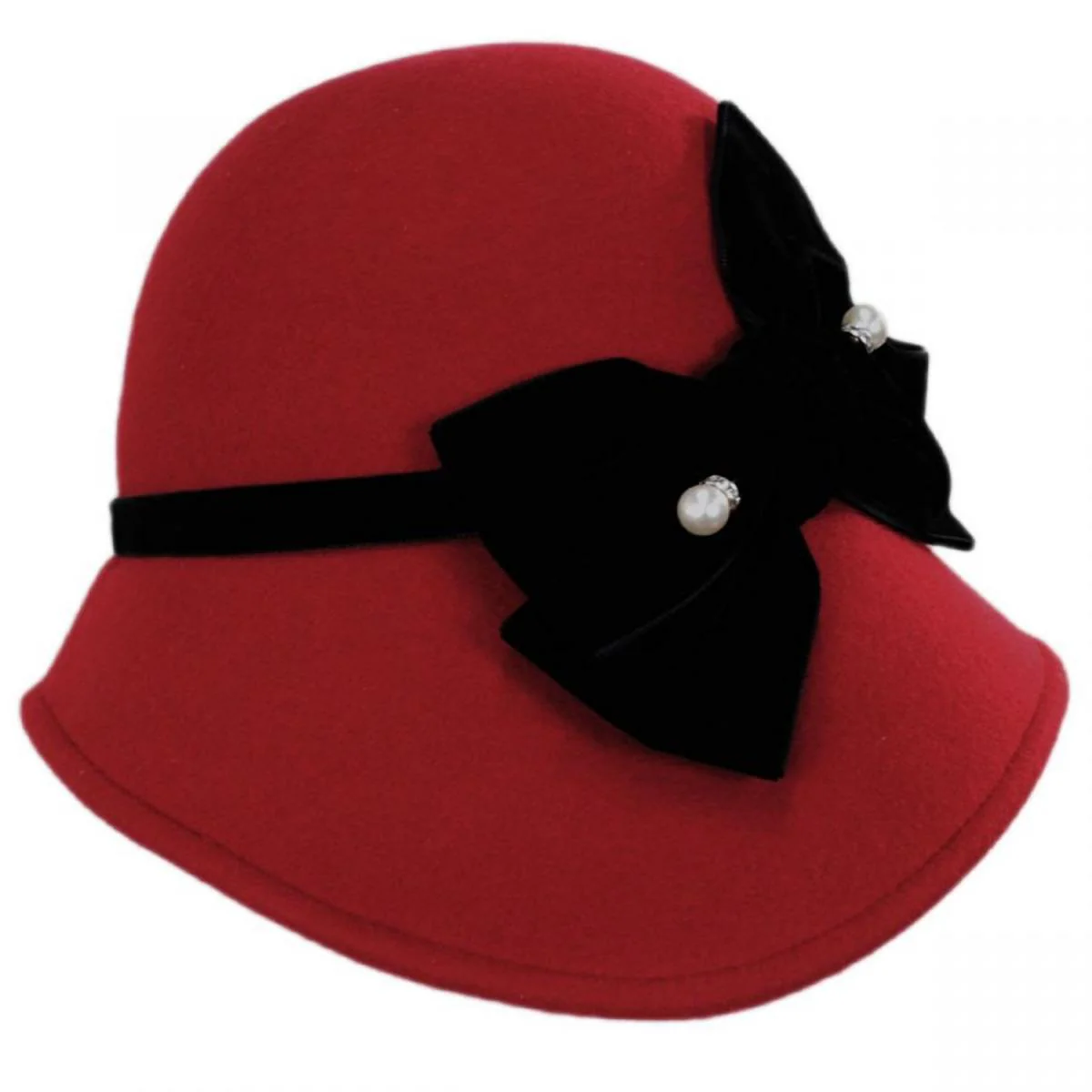 Velvet Band Wool Felt Asymmetrical Cloche Hat - Made to Order - Image 3