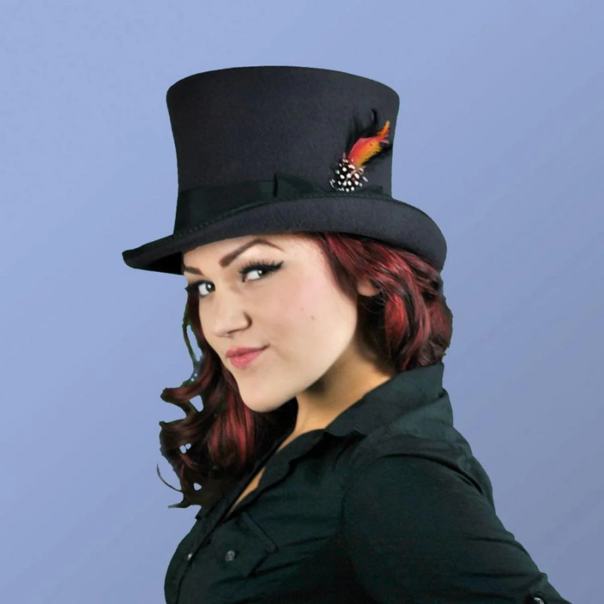Victorian Wool Felt Top Hat - Black - Image 3
