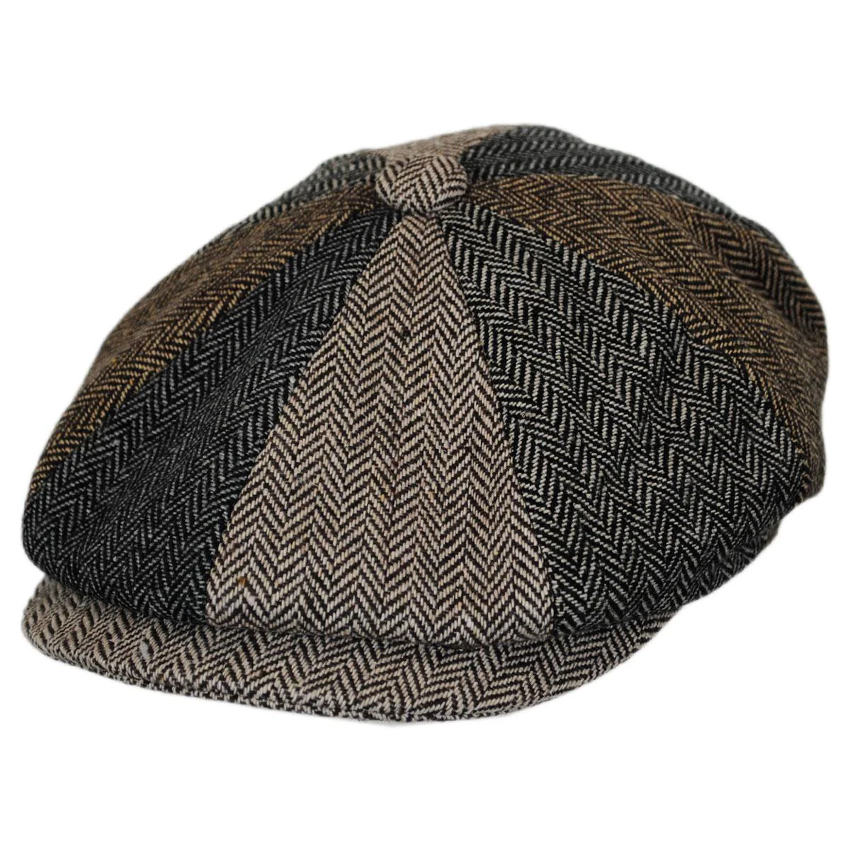Wholesale Baby Herringbone Patchwork Wool Blend Newsboy Cap B2B Pre-Pack