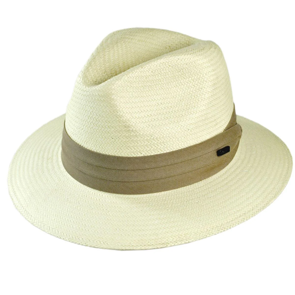Wholesale Toyo Straw Safari Fedora Hat - Khaki Band B2B Pre-Pack