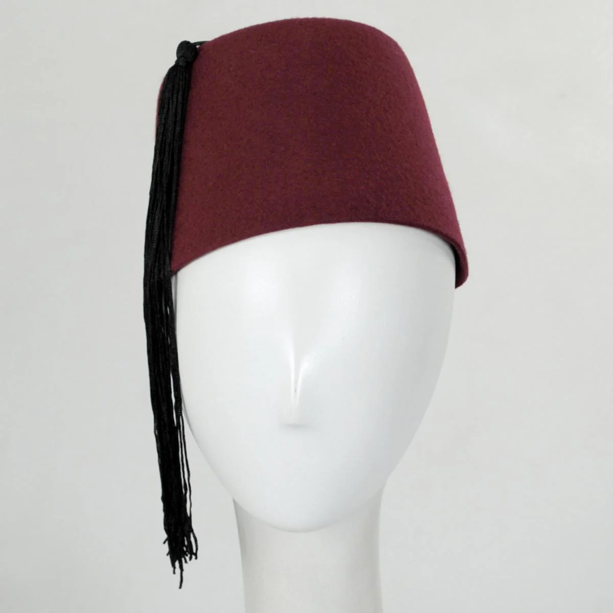 Maroon Wool Fez with Black Tassel - Image 2